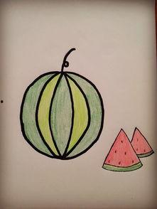 小朋友吃瓜的画